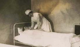 A nurses bed in the infirmary